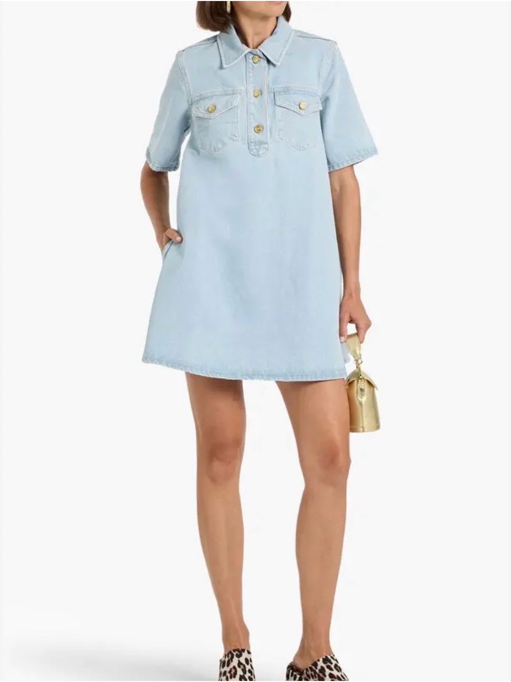 Ganni Light Blue Denim Polo
Mini Dress Size 36